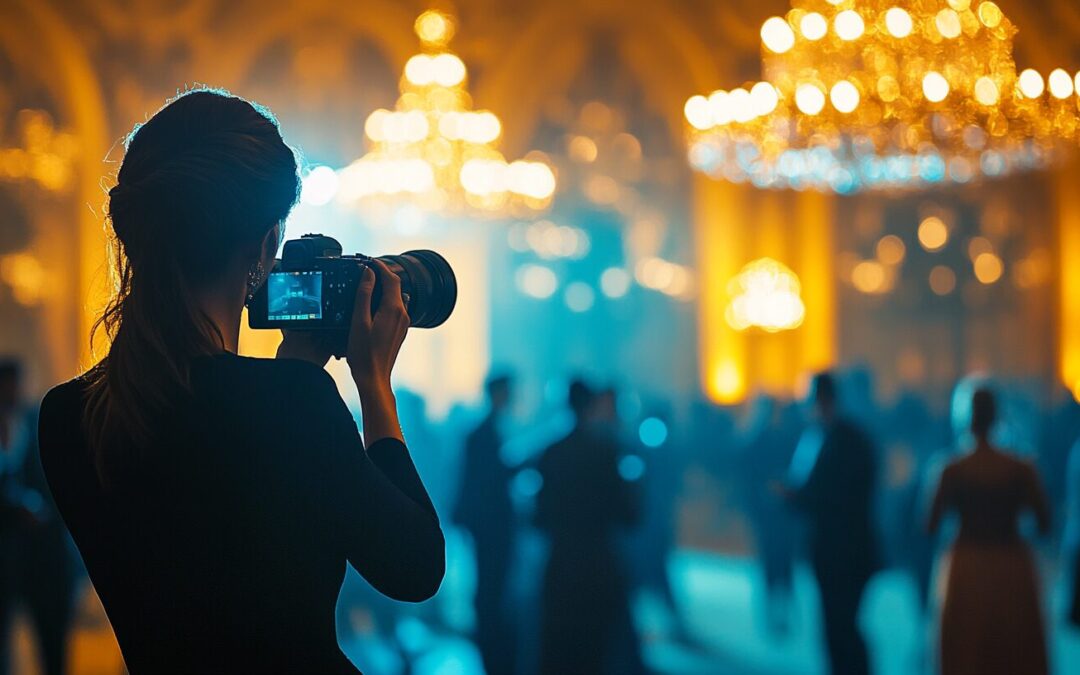 Une photographe de dos photographiant un gala