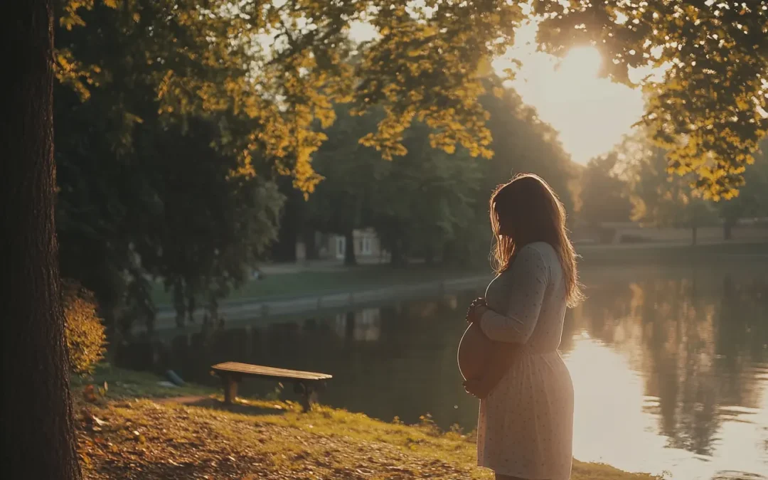 Photo d'une femme enceinte en extérieur prise par un photographe grossesse Namur